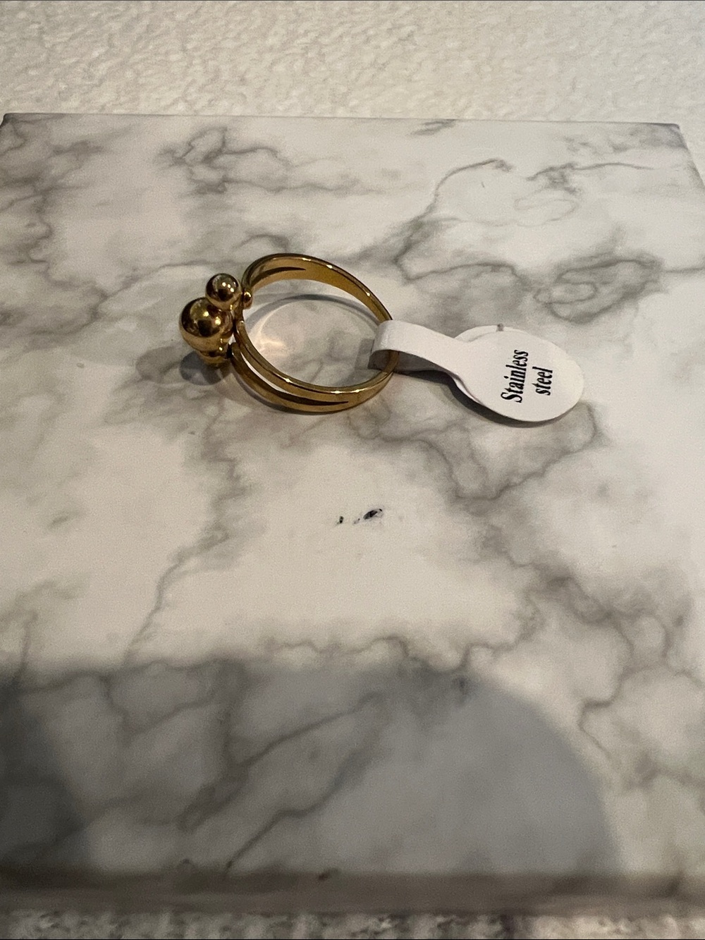 Gold Stainless Steel Double-Ball Key Ring - Women Accessories